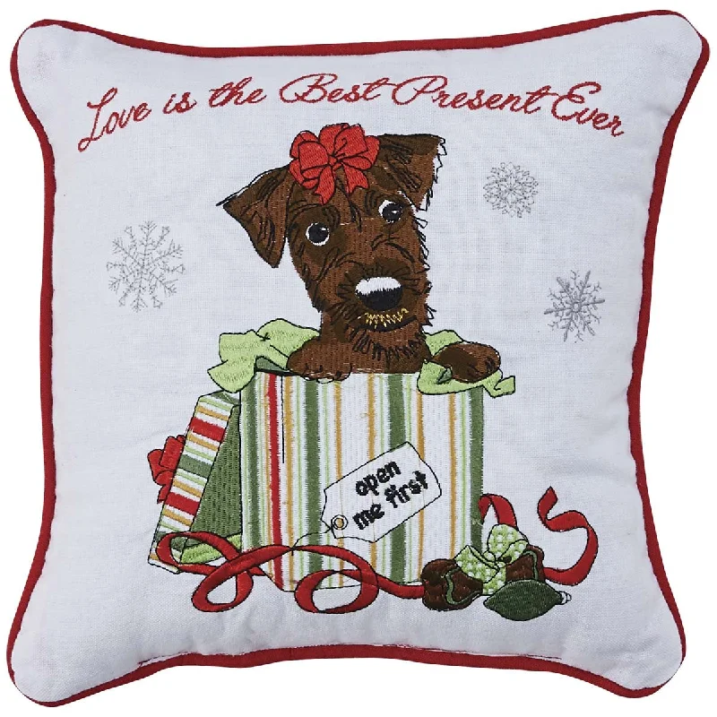 Adjustable Pillows for Customized ComfortHoliday Kisses Terrier 10" Pillow - Park Designs