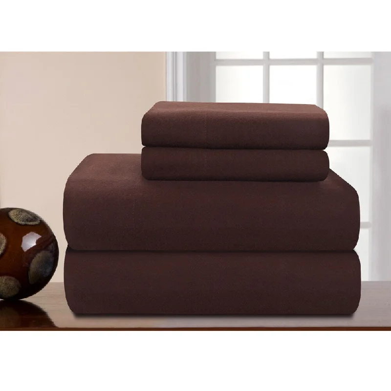 Wrinkle - Free Polyester Sheets for a Low - Maintenance BedPointehaven Chocolate Solid Heavy Weight Cal King Flannel Sheet Set