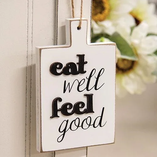 Bed skirts with a bohemian - inspired patternDistressed Eat Well Feel Good Cutting Board Ornament