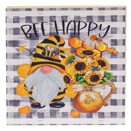 Bed skirts with a nautical themeBee Happy Bumblebee Gnome Square Block