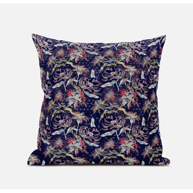 Adjustable Pillows for Customized Comfort16" Midnight Blue Roses Zippered Suede Throw Pillow