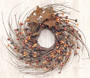 Bed skirts with a country - style patternPrimitive Mix Pip & Star Twig Wreath 10"