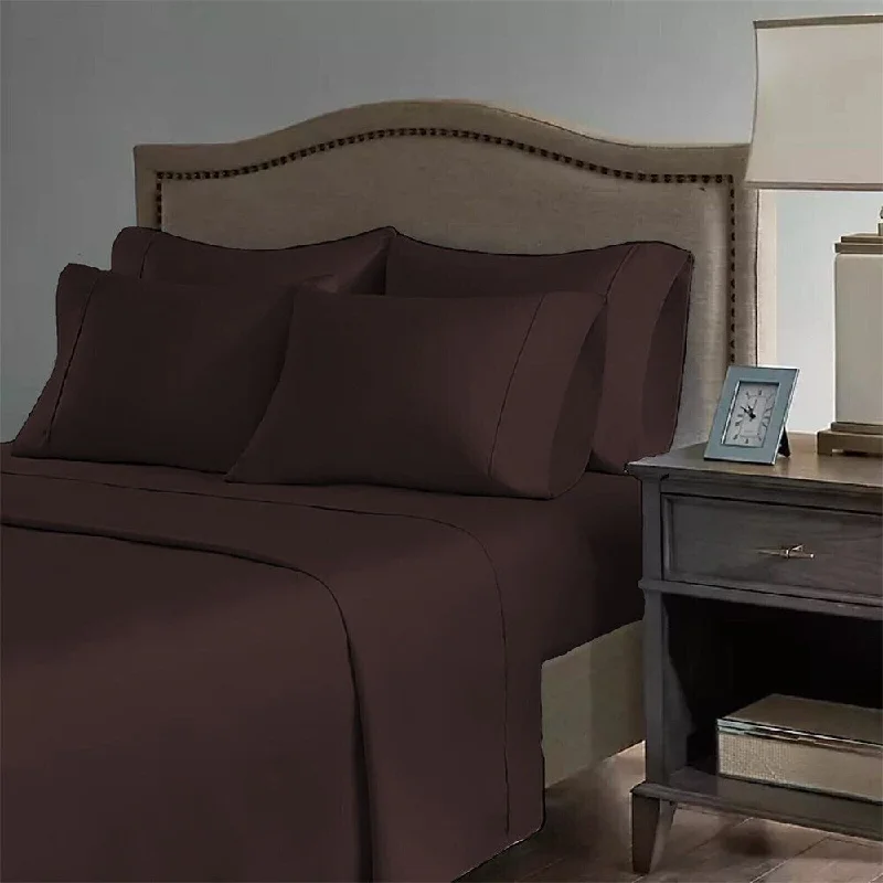 Thermal - Regulating Bamboo Sheets for All - Season Comfort2200 Count 6 Pc Premium Bamboo Deep Pocket CalKing Sheet Brown