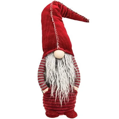 Bed skirts with a satin finish for a shiny appearanceTall Standing Red Sparkle Seam Gnome