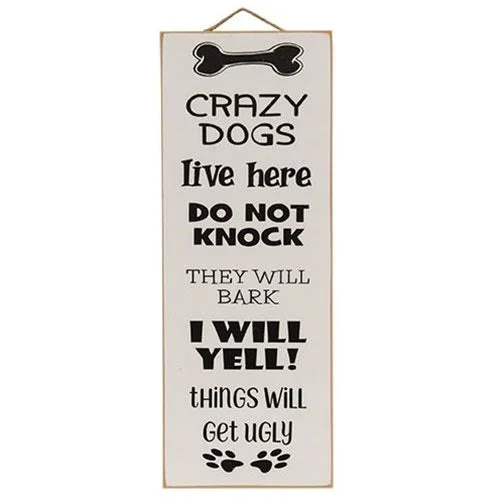 Bed skirts with a plaid pattern for a traditional styleCrazy Dogs Live Here Hanging Sign