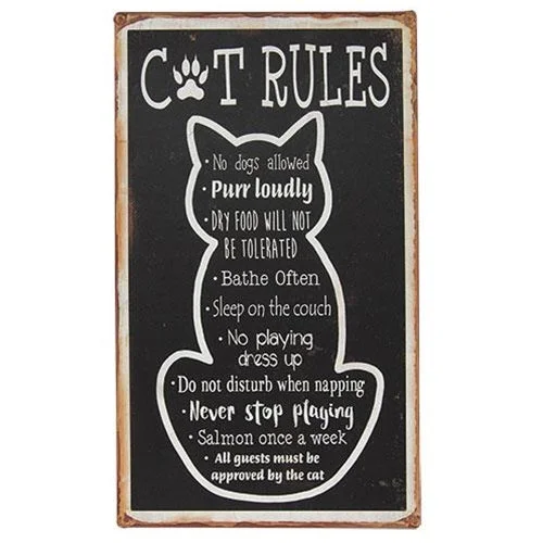 Bed skirts with a football - team - colored patternCat Rules Metal Sign