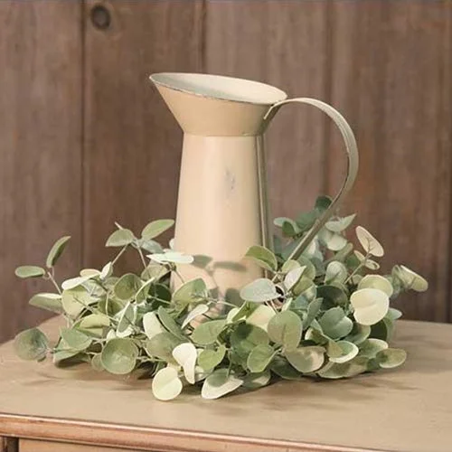 Bed skirts with a ruffled tiered designSilver Drop Eucalyptus Wreath