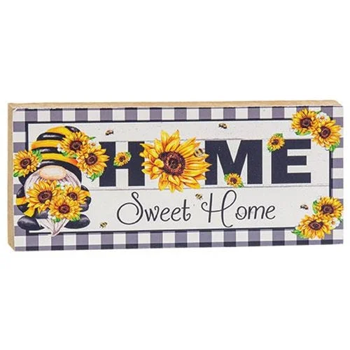 Bed skirts with a damask pattern for an elegant lookHome Sweet Home Gnome & Sunflowers Long Shelf Sitter Block