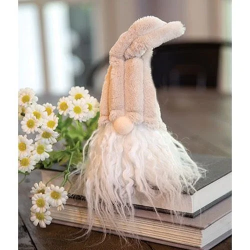 Bed skirts with a scalloped hem for a charming detailSm Plush Beige Gnome w/Ribbed Hat