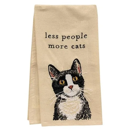 Linen bed skirts for a natural and rustic feelLess People More Cats Dish Towel