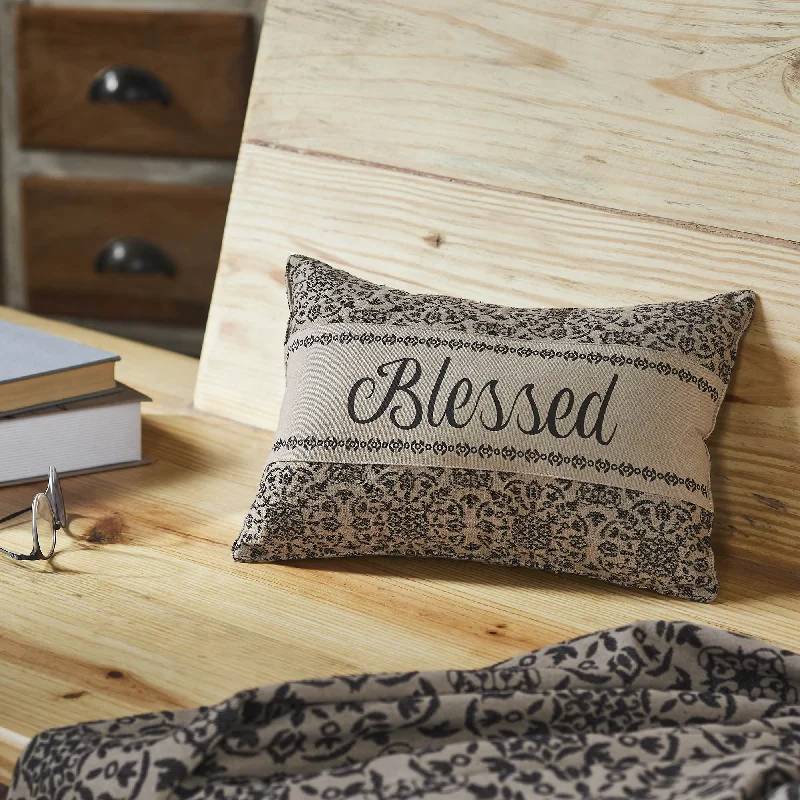 Bolster Pillows for Sofa DecorationMedallion Black Tan Jacquard Blessed Pillow