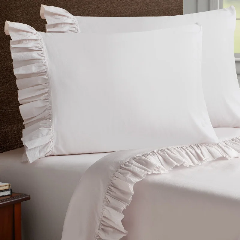 Moisture - Wicking Cotton Sheets for a Dry and Comfortable SleepSoft Wash Vintage Ruffles 2PC Pillowcase Set- STD/QUEEN