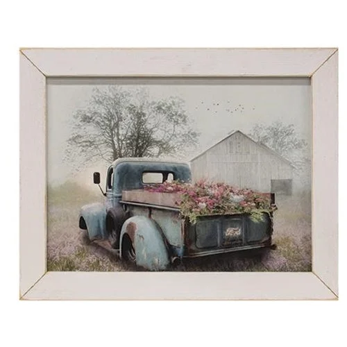 Bed skirts with a herringbone pattern for a sophisticated lookMisty Morning Delivery Print 12" x 16" White Wash Frame