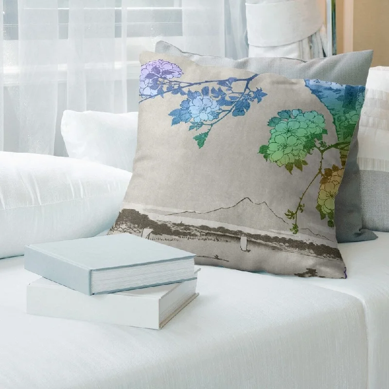 Round Pillows for Boho-Style InteriorsPorch & Den Utagawa Hiroshige 'Blossoms Over the River' Throw Pillow