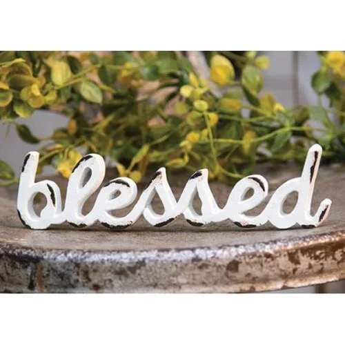 Bed skirts with a tie - back design for adjustability'Blessed' Distressed White Resin Figurine