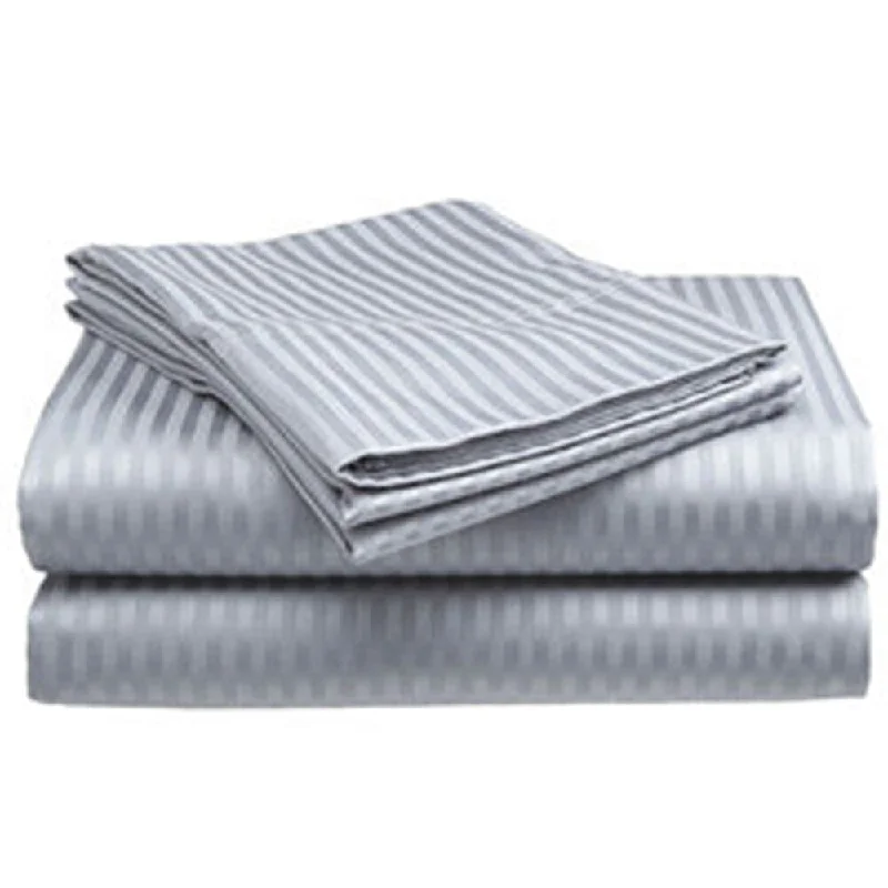 Rayon - Cotton Sheets for a Breathable and Soft Blend400 Thread Count Deluxe Cotton Dobby Stripe King Bed Sheet Silver