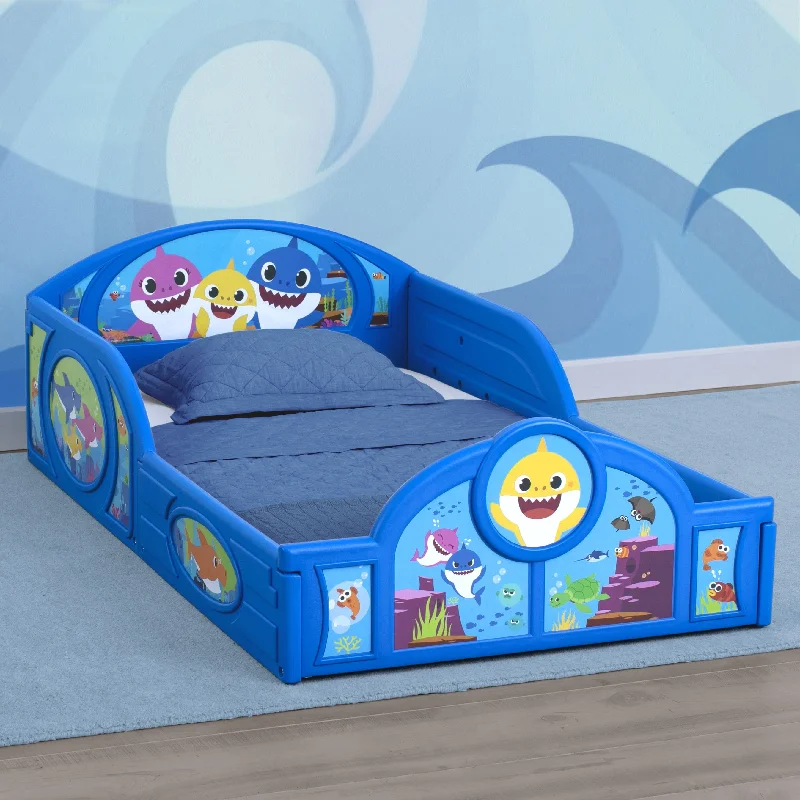 King - size mattresses for spacious master bedroomsBaby Shark Plastic Sleep and Play Toddler Bed with Attached Guardrails