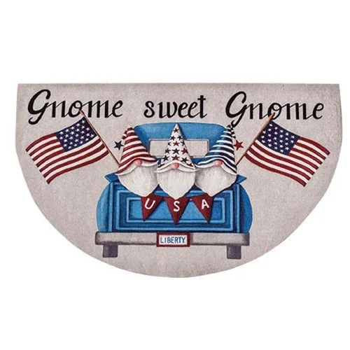Linen bed skirts for a natural and rustic feelGnome Sweet Gnome Patriotic Truck Half Mat