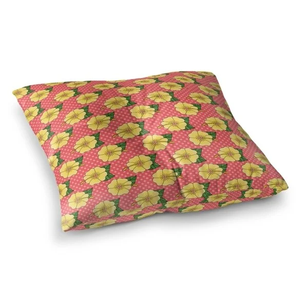Back Support Pillows for Office ChairsYELLOW HIBISCUS PATTERN Floor Pillow By Kavka Designs