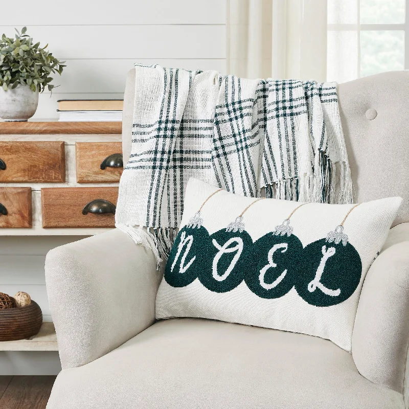 Plush Pillows for a Cozy BedPine Grove Plaid Noel Ornament Pillow Cover 14x22 VHC Brands