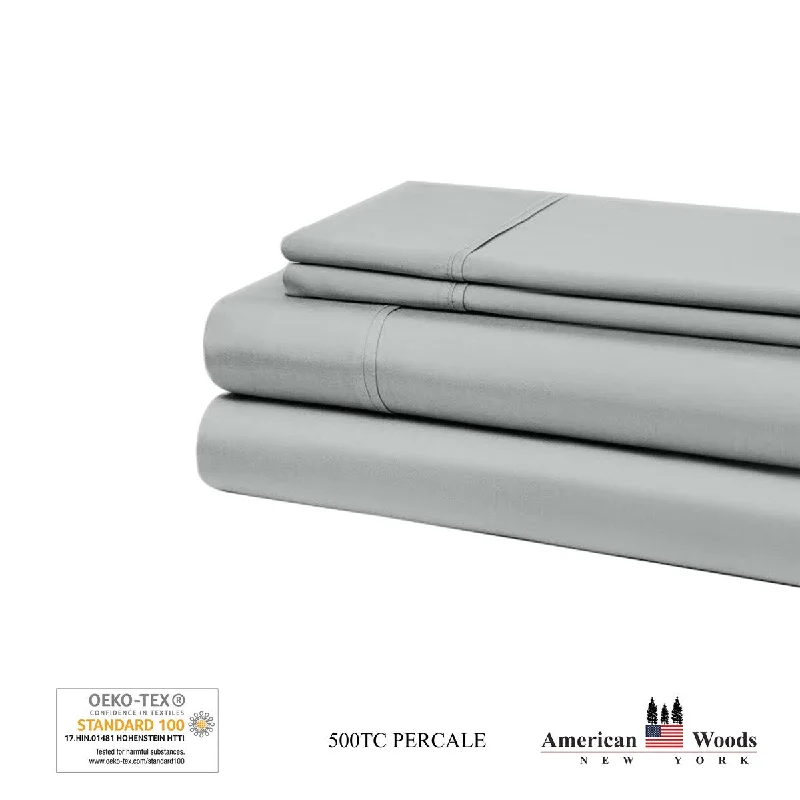 Quilted Cotton Sheets for a Warm and Inviting BedAMERICAN WOODS NEW YORK 500 Thread Count Cotton Percale Sheet Set