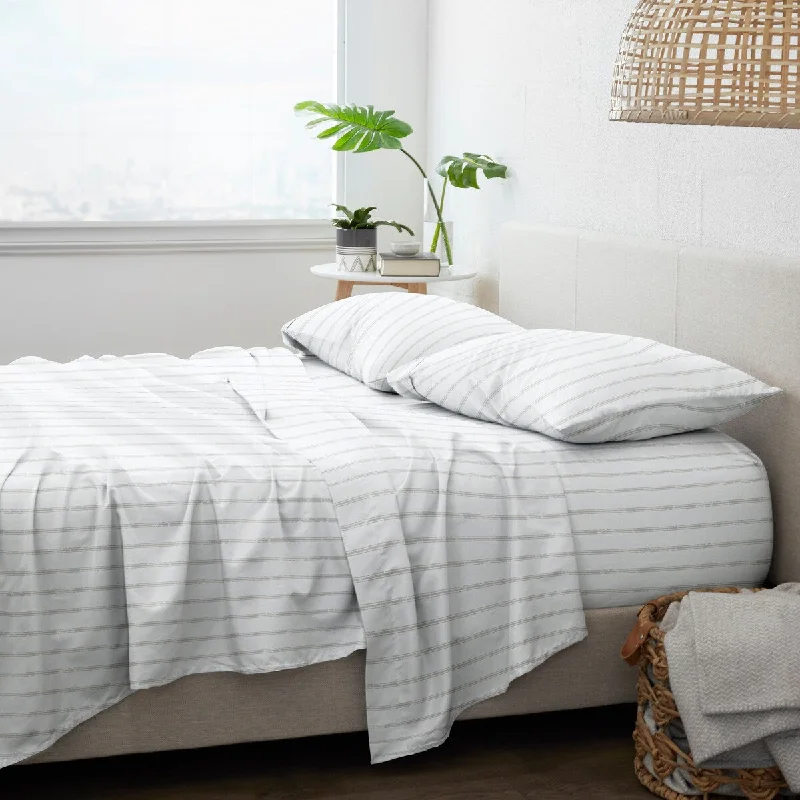Linen - Cotton Blend Sheets for a Natural and Versatile OptionBecky Cameron Distressed Line Pattern 4 Piece Bed Sheets Set
