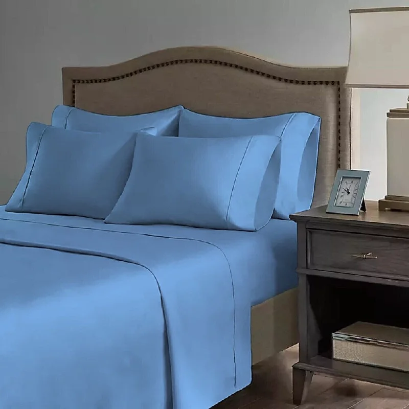 Anti - Pill Microfiber Sheets for a Smooth Appearance2200 Count 6 Pc Premium Bamboo Deep Pocket King Sheet Denim
