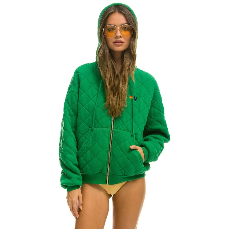 Quilted Zip Hoodie (Kelly Green)